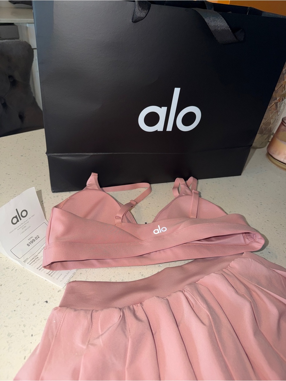 ALO Yoga Girls' Dusty Pink Active Dress with Built-In Shelf Bra - Picture 3 of 6